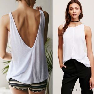 Free People Sleek N Easy Tank in White (Ivory) M